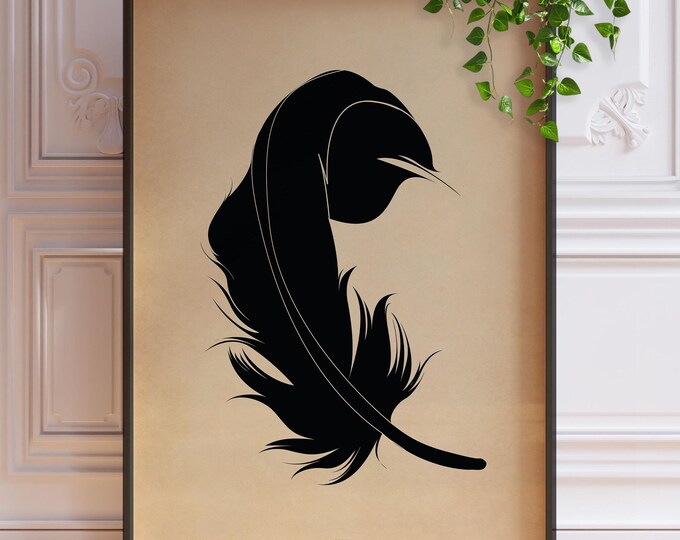 Feather Wall Art Print - Nature Inspired Minimalist Design (Multiple Sizes)