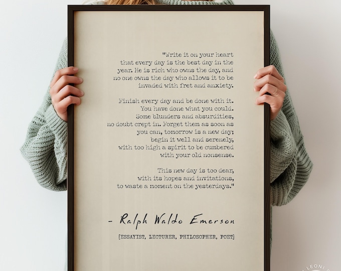 Ralph Waldo Emerson Quote Print - Write It On Your Heart (Unframed or Framed)
