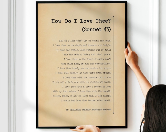 How Do I Love Thee Sonnet 43 by Elizabeth Browning Poster Print | Romantic Love Poem | Classic Poetry Wall Art Decor | PRINTED