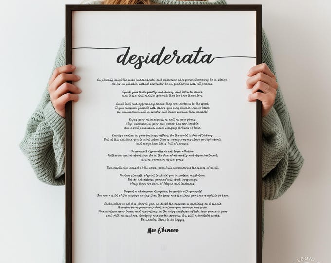 Desiderata Poem Print - Max Ehrmann, Happiness Poetry Wall Art