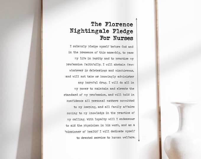 Florence Nightingale Pledge Print - Vintage Nurse Graduation Gift