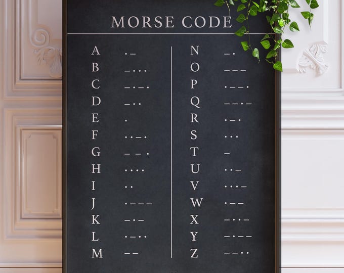 Nautical Morse Code Print - Black Chalkboard Style Poster