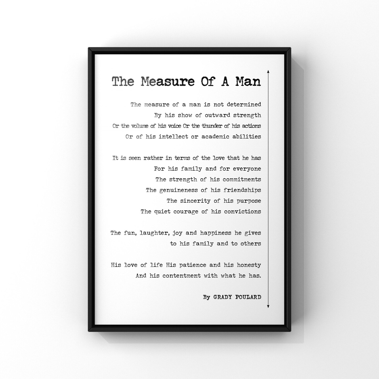 The Measure Of A Man Poem by Grady Poulard Gift For Him | Etsy