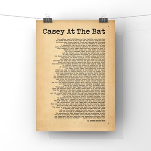 Casey at the Bat Poem by Ernest Thayer Baseball Poem Poster Print ...
