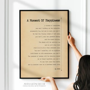 A Moment of Happiness Poem by Rumi Poster Print | Love Poetry | Love Poem | Romantic Poetry Wall Art | PRINTED