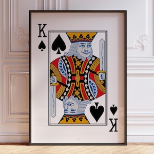 King of Spades Playing Card Wall Art Print, Spades Card Deck Wall Art Poster Print, King Sign, King Wall Decor | PRINTED