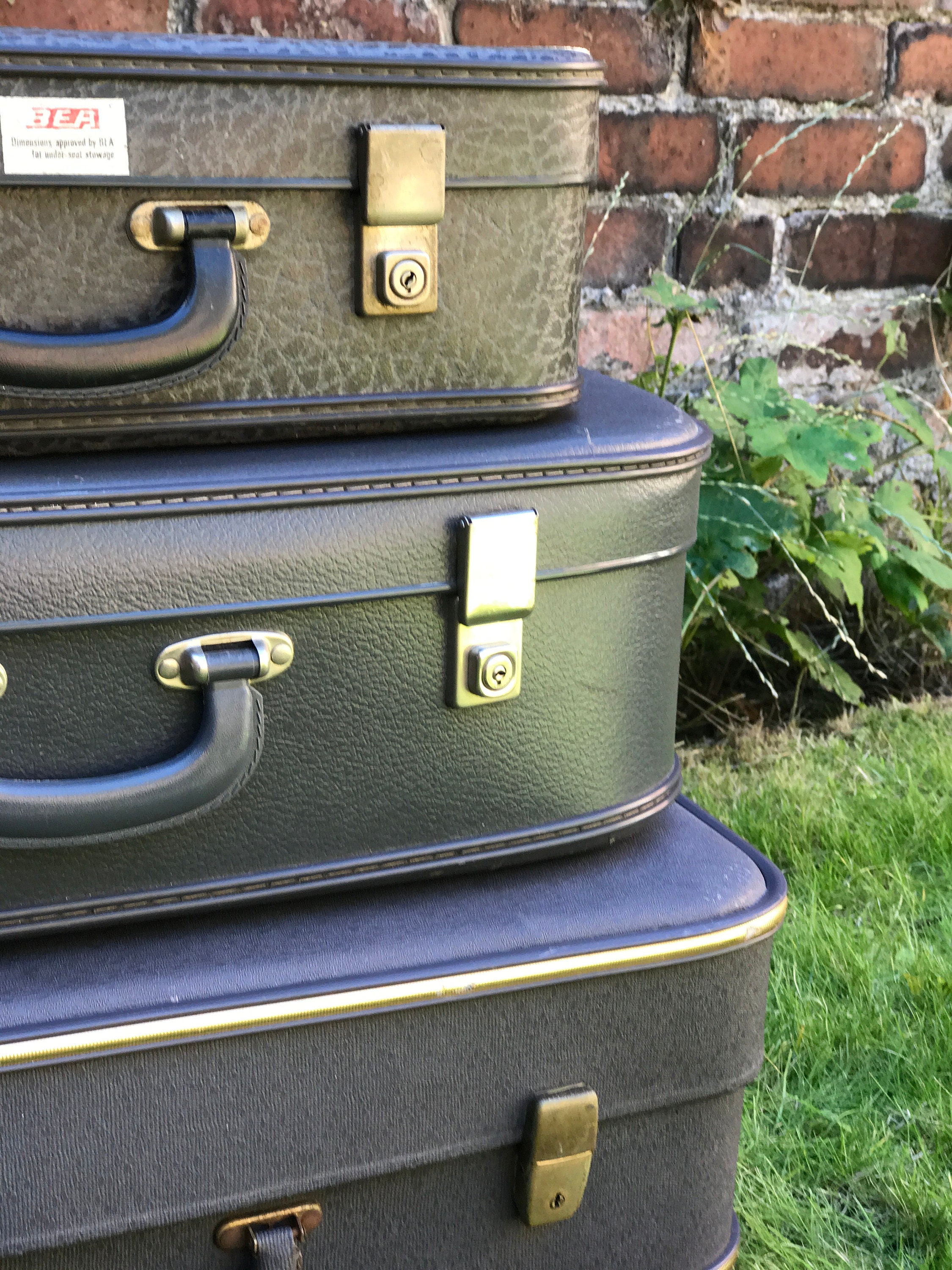 grey vintage suitcase