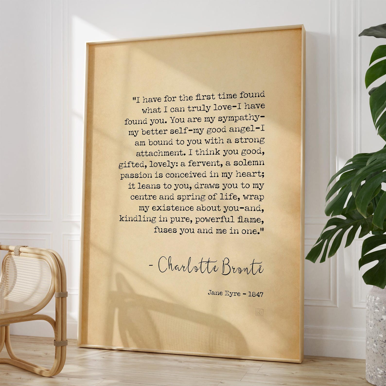 Jane Eyre Love Quote Art Print, Charlotte Bronte Literary Wall