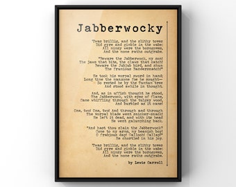 Jabberwocky Poem By Lewis Carroll Poster Print | Nonsense Poem | Poem Print | Children's Wall Art | Nursery Poetry Wall Art Print | PRINTED