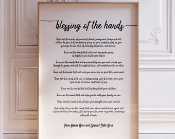 Segen der Hände Hochzeitslesegedicht in Schreibschrift, Handfasting-Gelübde Hochzeitszeremonie-Poesie, Ehe-Service-Druck | BEDRUCKT