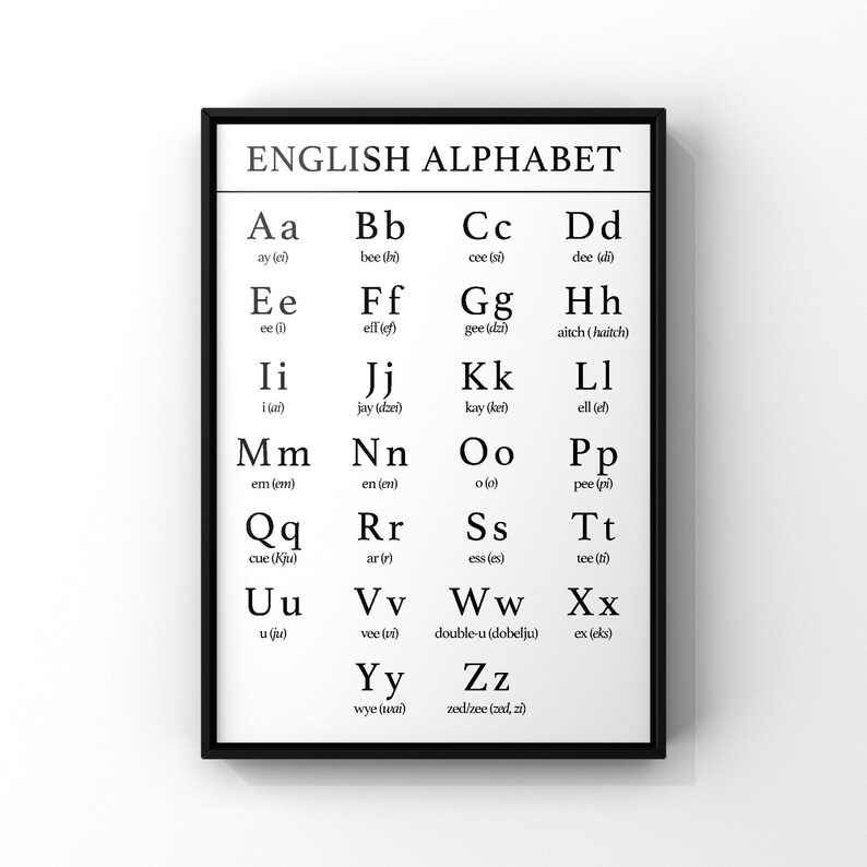 Alfabeto inglese Lettere Grafico Poster Stampa / Inglese immagine 1