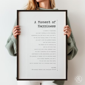 A Moment of Happiness Poem Rumi Poster Print Love Poetry Rumi Love Poem Romantic Poetry Wall Art | PRINTED Framed Options