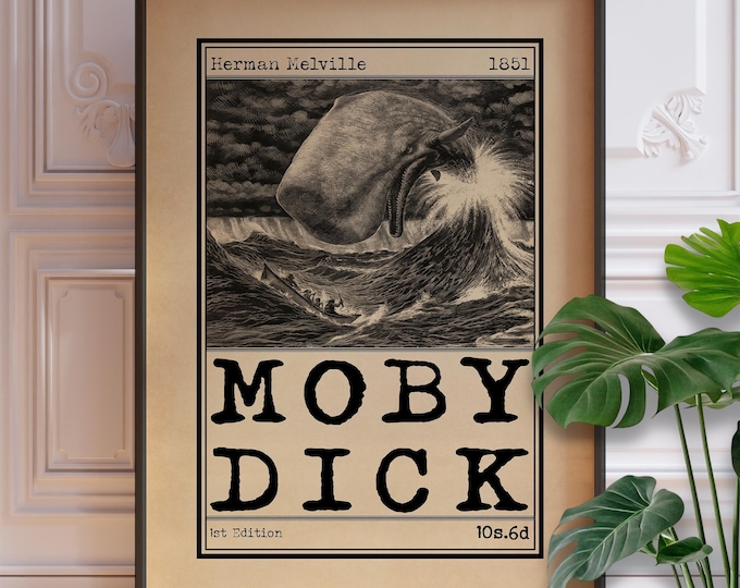 Moby Dick or The Whale Book Cover Art - Whale Illustration Poster Print