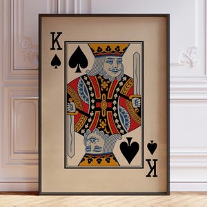 King of Spades Poster Print, King Wall Decor, Vintage Playing Cards Wall Art Print, Card Deck Print | PRINTED