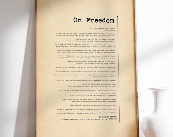 Kahlil Gibran "On Freedom" Poem Print - Literary Wall Art