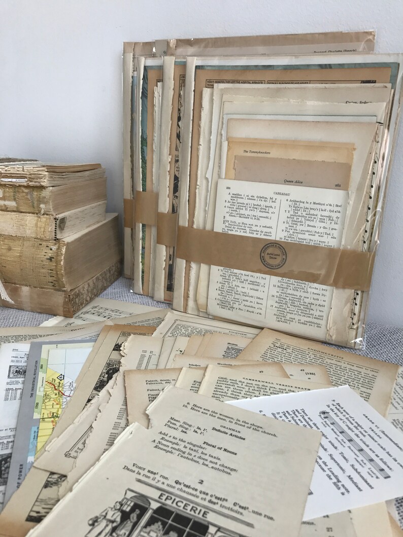 Decoupage Craft Papers Vintage Book Pages Dictionary Pages Etsy
