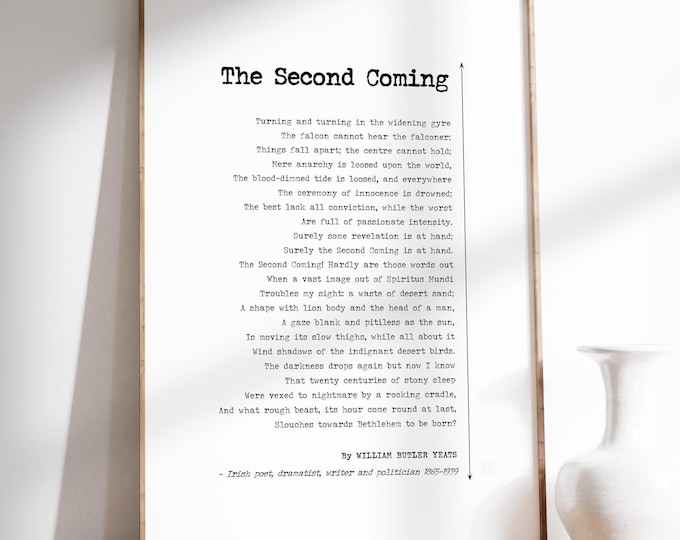 WB Yeats 'The Second Coming' Poem Print - Literary Wall Art Poster