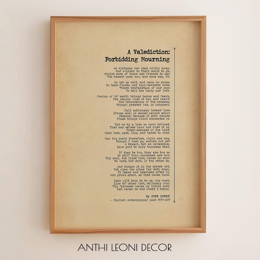 Valediction Sticker A Valediction Forbidding Mourning Poem Print – John Donne Poster ...
