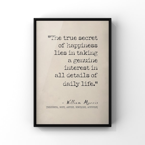 Le Vrai Secret Du Bonheur Citation Par William Morris Affiche Etsy Canada