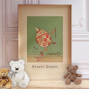 Humpty Dumpty, Nursery Rhyme Print, Nursery Wall Art, Vintage Nursery Art, Children&#39;s Wall Art | PRINTED