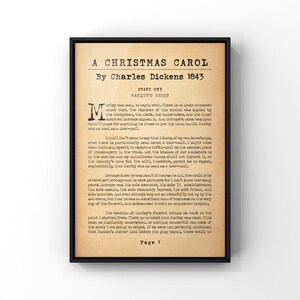 A Christmas Carol by Charles Dickens Book Page Print Classic Victorian ...