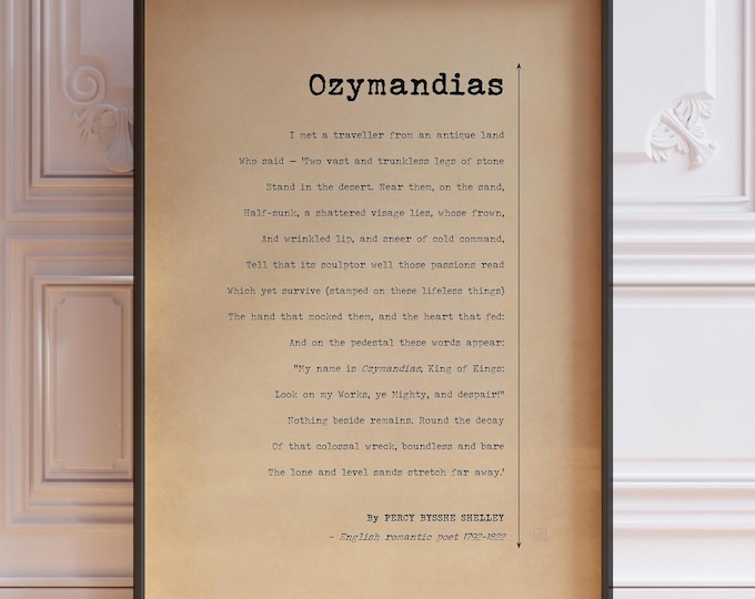 Ozymandias Poem by Percy Shelley Poster Print |  King of Kings Poem | Minimalist Style Poem | Antique Poetry | PRINTED