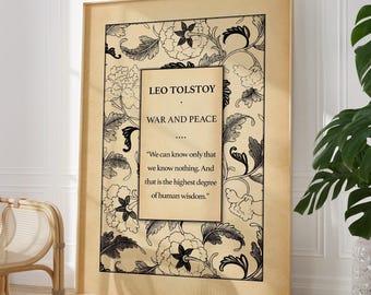 War and Peace Quote Print - Vintage Literary Wall Art, Tolstoy Poster