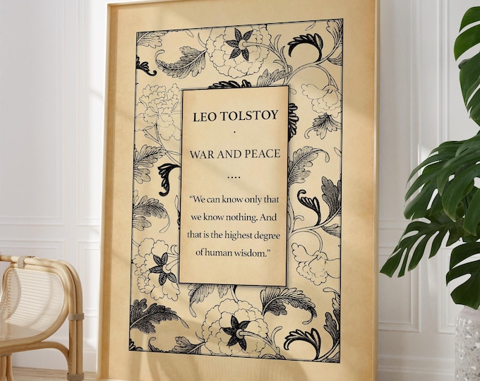 War and Peace Quote Print - Vintage Literary Wall Art, Tolstoy Poster