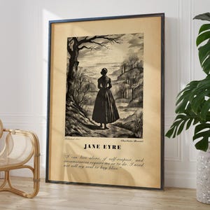 Jane Eyre Book Illustration Print - Charlotte Bronte Wall Art Poster, Reading Corner Decor, Framed or Unframed Literary Gift image 3