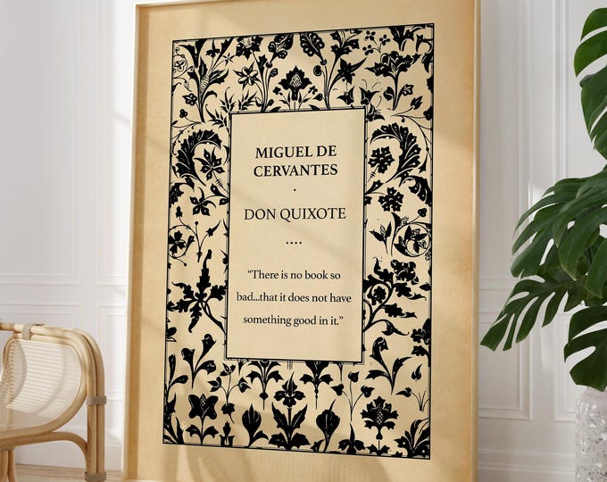 Cervantes Quote Print – Don Quixote Vintage Book Cover Poster Wall Art