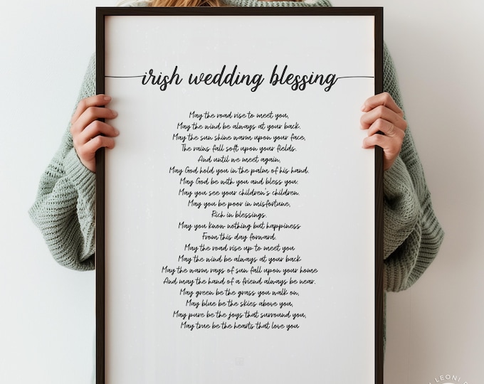 Irish Wedding Blessing Print - Script Font, Contemporary Poetry