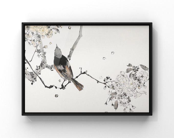 Japanese Bird Cherry Blossom Print - Ukiyo-e Oriental Wall Art