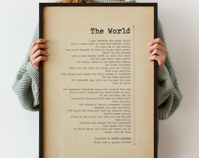 The World (Excerpt) Poem Print - Henry Vaughan Poster, Vintage Literary Wall Art Gift