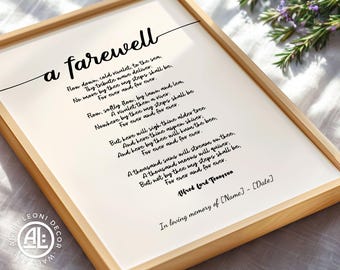 Funeral Poem Poster – “A Farewell” by Alfred Lord Tennyson, Memorial Reading & Remembrance Wall Art