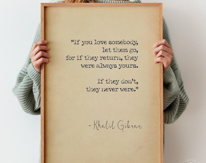 Letting Go Love Quote Poster Print – If You Love Somebody Let Them Go Wall Art, Breakup Relationship Quote, Minimalist Typography Gift