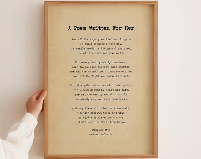 Bespoke Poem Writing Service for Her - Personalised Gift for Mum, Wife, Girlfriend, Daughter, Sister, Grandma, Custom Written Keepsake