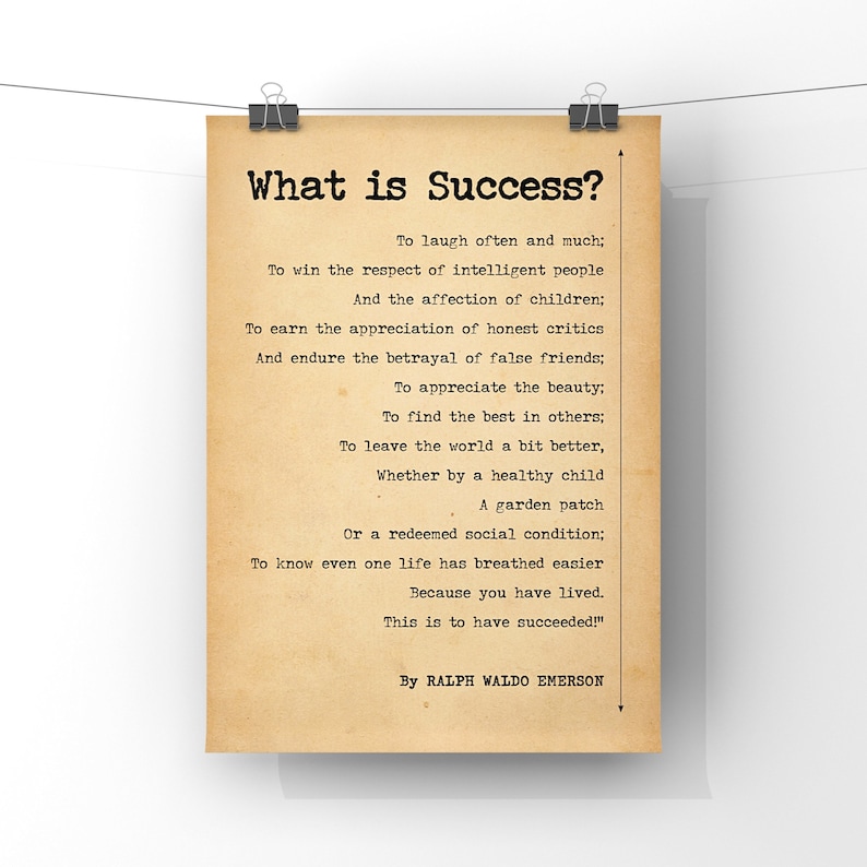 What is Success Quote Poem by Ralph Waldo Emerson Poster | Etsy UK