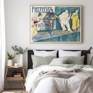 Pierrot Harlequin Clown Wall Art Print | Art Nouveau French Landscape Advertising Poster Pierrefort by Gabriel Ibels | PRINTED image 3