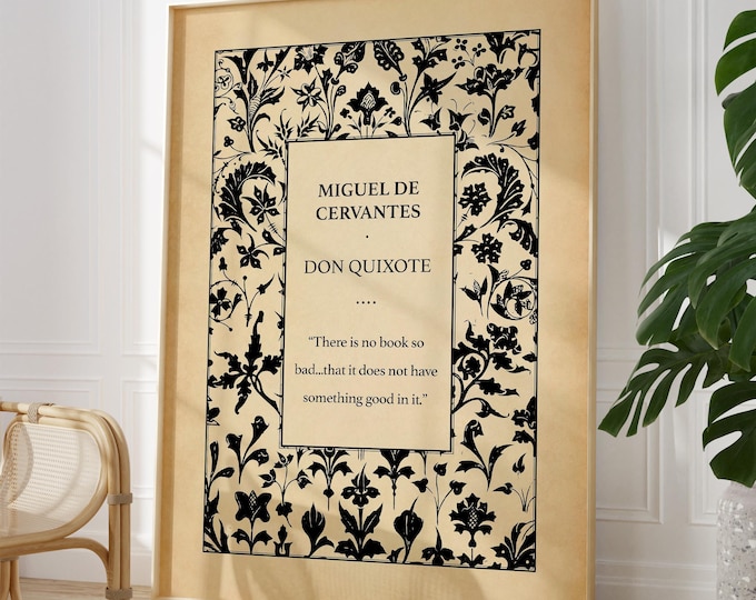 Cervantes Quote Print – Don Quixote Vintage Book Cover Poster Wall Art