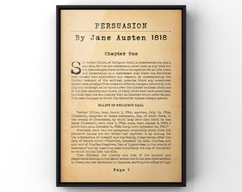 Persuasion By Jane Austen Novel Book Page Poster Print | Classic First Page Art Print | Antique Style Paper Literary Gift | PRINTED