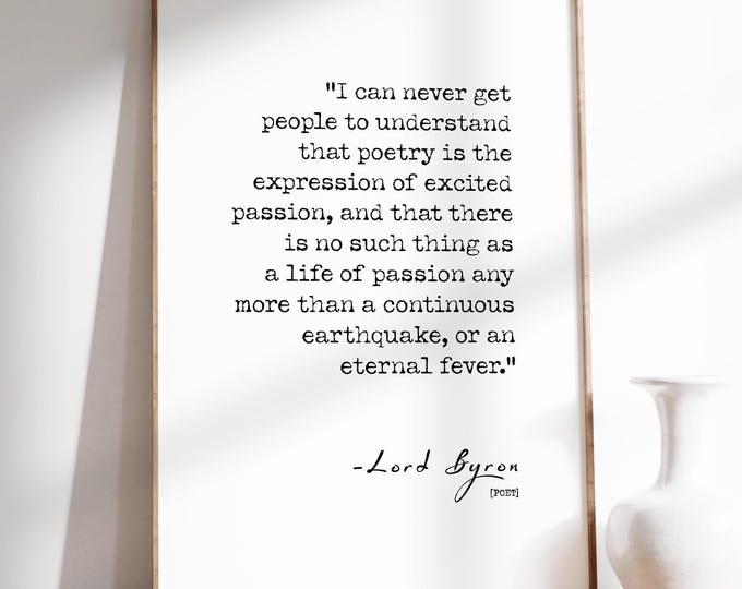 Lord Byron Poetry Quote Print - Literary Wall Art, Gift for Poetry Lover