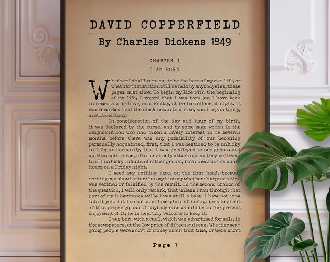 David Copperfield By Charles Dickens Book Page Print | Classic Victorian Novel Poster | English Library Wall Art Decor | PRINTED