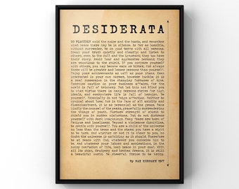 Words For Life | DESIDERATA | Desiderata Print | Desiderata Poster | Desiderata Poem | Gift for Daughter | Gift for Son | PRINTED