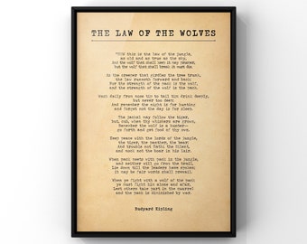 The Law of the Wolves By Rudyard Kipling Novel Book Poster Print | The Jungle Book Excerpt | Literary Wall Art | PRINTED