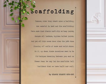 Scaffolding Poem Print Seamus Heaney Poster Love Poetry Antique Vintage Wall Art Decor About Building Trust and Relationships