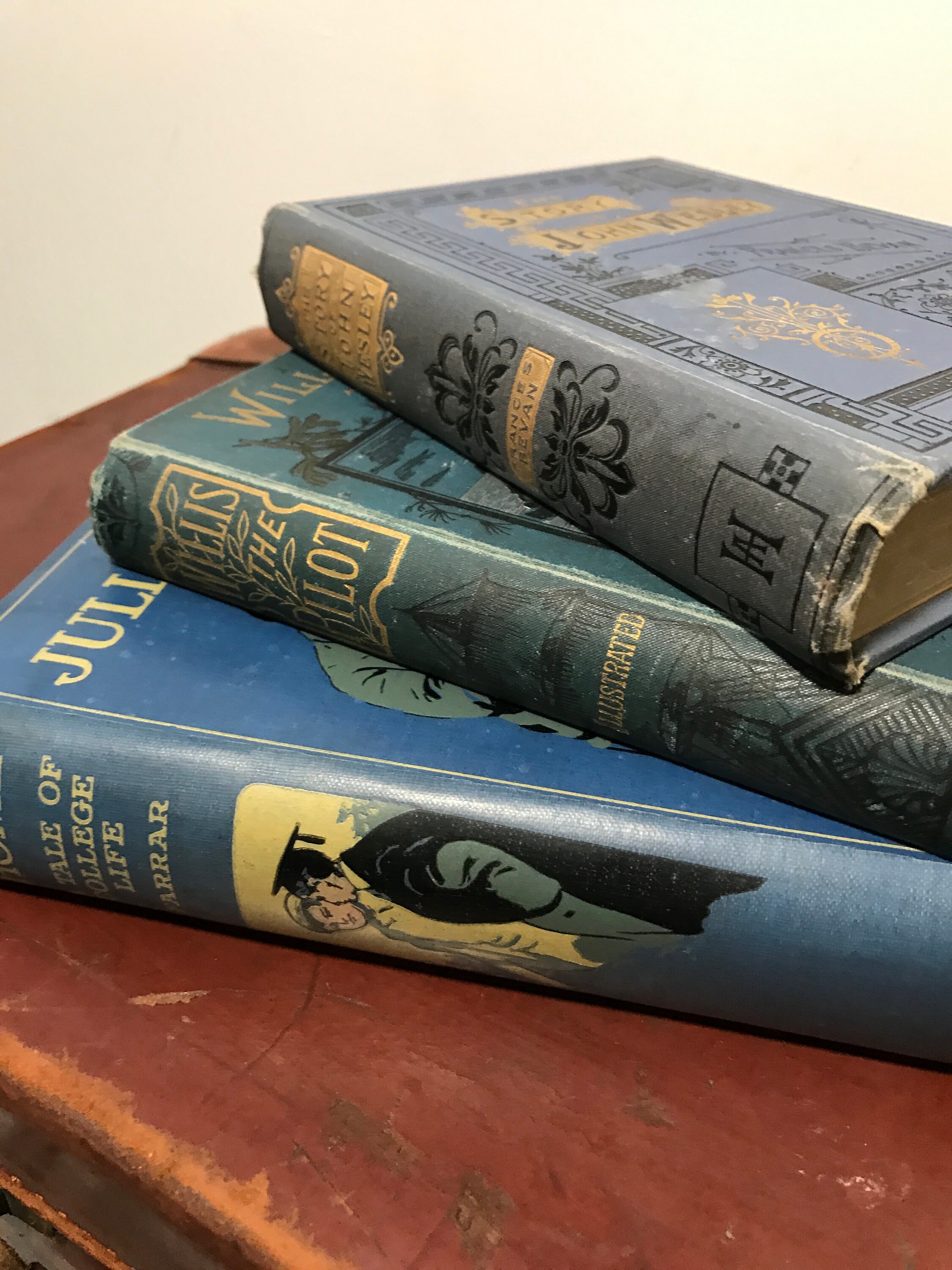 Blue Decorative Books Antique Books Junk Journal Books Blue Books Decoration Blue Books Interior Design Library Decor