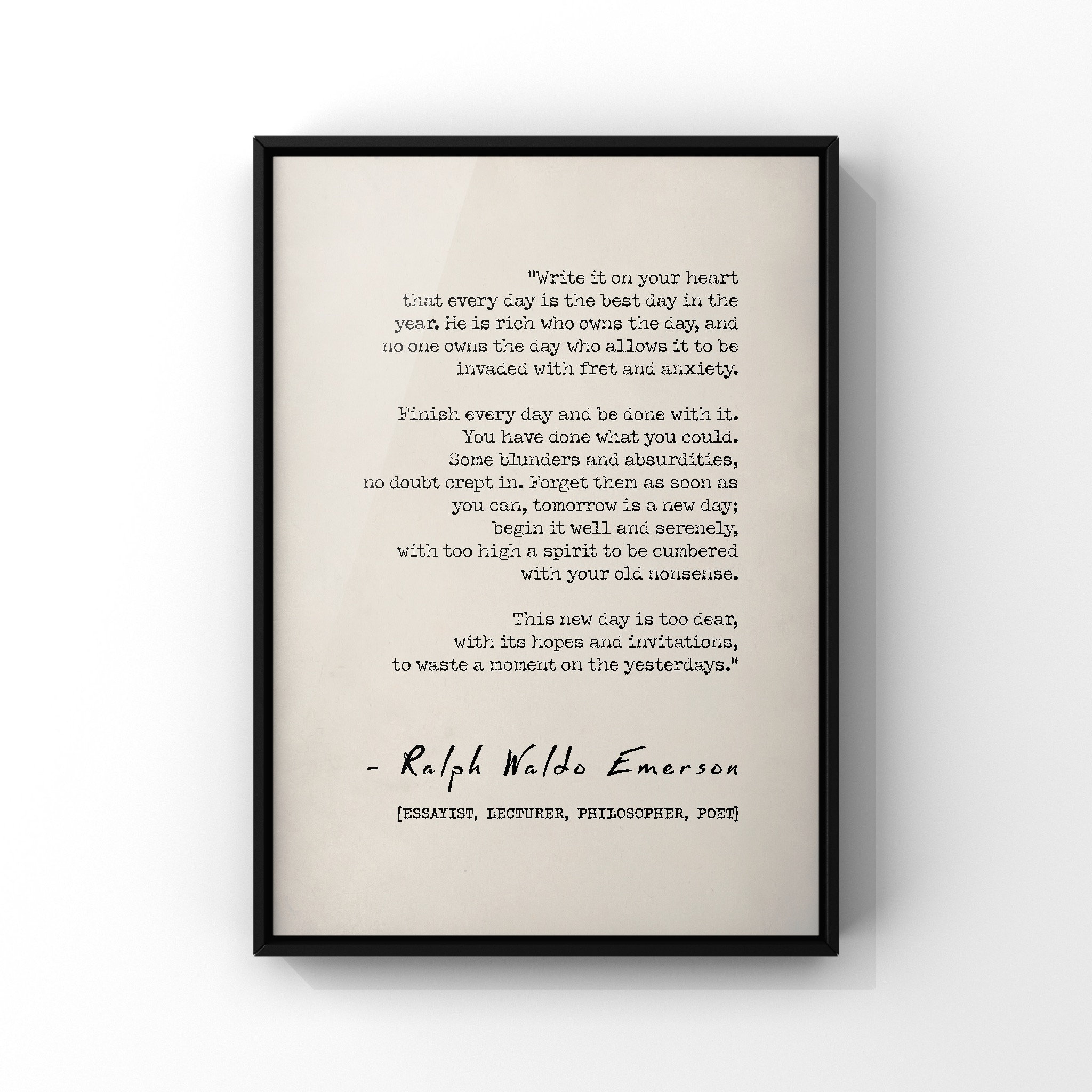 Ralph Waldo Emerson Quote Write It on Your Heart Unframed - Etsy