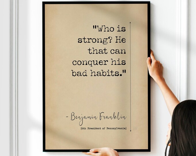 Benjamin Franklin Quote Poster - Habits of Success Typography Wall Art