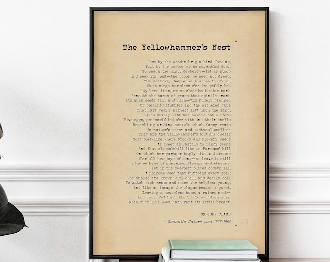 Yellowhammer's Nest Poem Print - Vintage John Clare Poetry Wall Art