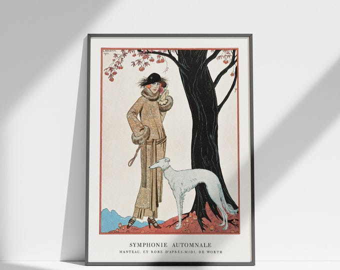 Vintage Autumn Lady Wall Art - Earthy Tones, Feminine Illustration